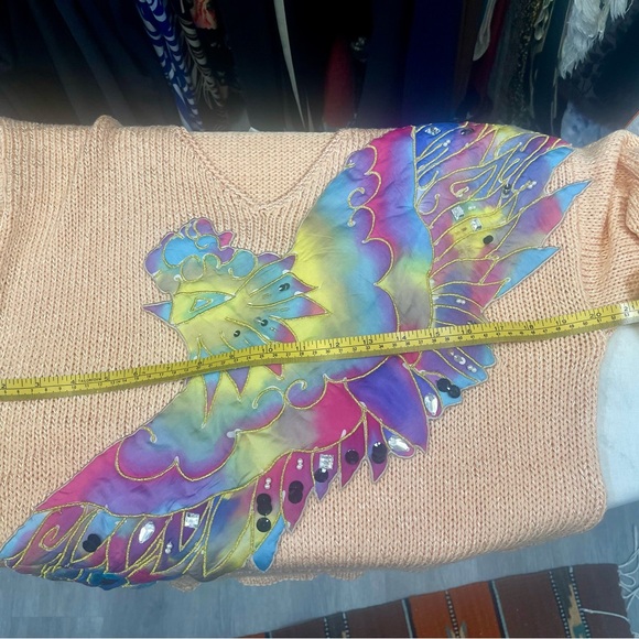 Vintage Sweater with Silk and Bejewelled Appliqué - Picture 9 of 9